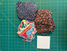 Vintage Pre-cut c1950-70 Fabrics in Square Shape with Cardboard Template picture