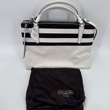 Coach Womens Borough Two Way Satchel Tote Black White New With Tags Career picture
