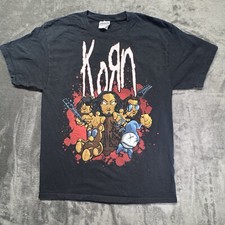 Korn Are You Ready Hanes Graphic T-Shirt Large Black Faded Distressed picture