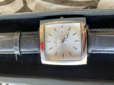 Puredial Square Legacy Men’s Wristwatch Silver/Silver Dial Black Leather Band picture