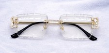 18K Gold Plated Rimless Moissanite Designer Glasses Clear Lens UV400 Luxury picture