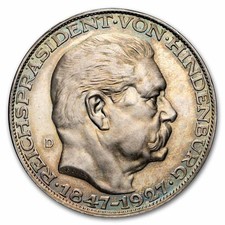 1927-D Germany Silver Hindenburg Medal AU/BU picture