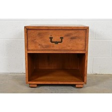 Vintage Henredon Artefacts Campaign Style 1 Drawer Nightstand Set picture