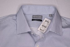 NWT MICHAEL KORS TRAVEL STRETCH TALL Men's 18 36/37 Dress Shirt Blue Print picture