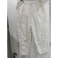Eileen Fisher Linen Pants Womens Large White Excellent Tapered Elastic Waist picture