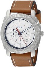Men's Fossil Machine Chronograph 45mm Leather Strap Watch FS5063 picture