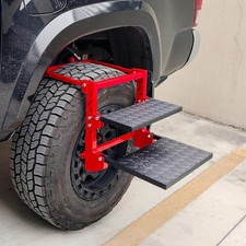 Folding Tire Step, Heavy Duty 2-Step Adjustable Wheel Mounted Ladder for Trucks, picture