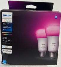 Philips Hue White and Color Ambiance A19 75W 1100 Lumen Smart LED Bulbs 2-Pack picture
