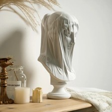 Veiled Lady Bust Statue – Greek Goddess Sculpture, Roman Mythology Home Decor picture