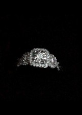 Beautiful Zales 1ct Diamond Cluster Engagement Ring - 10kt White Gold Size 4.75 picture
