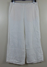 J. Jill Love Linen White Wide Leg Cropped Pants Womens Xs Side Zip Beach Resort picture