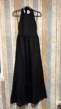Dissh Vera Linen Halter Dress Black Size AU 10/US 6 picture