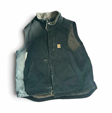 Carhartt Men’s XL Regular Black Loose Fit Cotton Zip Vest Pockets MPN OV4277-M picture