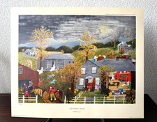 1960 Triton Press Collotype Fine Art Print Grandma Moses 'Halloween' DS30 picture
