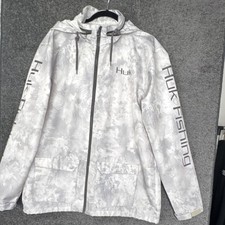 Huk Performance Fishing All Weather Men’s Size Large Gray And White Camo picture