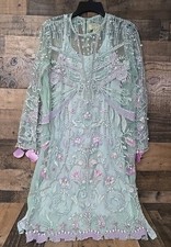 VTG 60s 70s Formal Dress Women Small Steampunk Embroidery Old Money Retro Glam picture