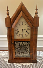 Antique Waterbury Mahogany 8-day 30-hour Steeple Mantel Clock picture