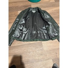 Coldwater Creek Womens Size 10 Green Leather Peplum Jacket Blazer Button Front picture