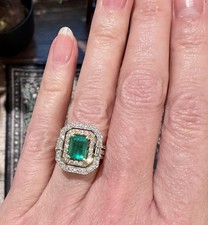 ESTATE $9000 RARE BH EFFY HUGE BRASILICA EMERALD DIAMOND 14K 3CTW COCKTAIL RING picture