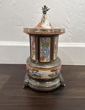 Working Vintage Reuge Cigarette Lipstick Carousel Music Box Italy picture