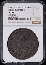 (1601) England Elizabeth I Crown NGC AU 53 picture
