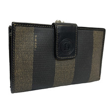 FENDI Pequin bifold Wallet  stripe Blown Black Striped From Japan 0001 Authentic picture