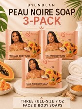Byenblan Peau Noire Face & Body Soap 7 oz 3-Pack Papaya Turmeric Bars picture