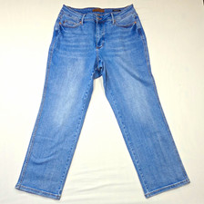 Judy Blue Women’s Straight Jeans Blue Light Wash Denim 5-Pocket Logo 16W picture
