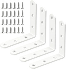 4 Pcs White Stainless Steel L Bracket 3 X 3 Inch Heavy Duty Corner Brace Joint M picture