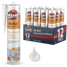 Kraken Bond No Nail Heavy Duty Polyurethane Adhesive  10.1oz 12 Pack – Clear picture