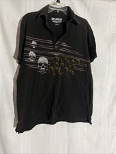 Vintage Y2K Carbon Skull Polo Shirt Large Mall Goth Cyber Grunge Skater Shirt picture