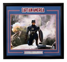 Chris Evans Signed Framed 16x20 Captain America Kneel Photo 2 BAS LOA picture