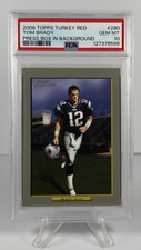 Topps 2006 Turkey Red Football Tom Brady Front Foot Hidden #280 Graded picture