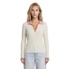 NEW J.McLaughlin Michaela Sweater Women's Size Medium Off White Pink Ribbed $158 picture