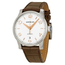 Montblanc Timewalker Automatic White Dial Brown Leather Men's Watch 110340 picture