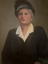 Vintage Original Oil Painting Portrait Older Female Matriarch Formal Attire picture