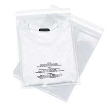 Poly Bags Resealable Suffocation Warning Clear Merchandise 1.5 mil Shirt Apparel picture
