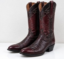 Lucchese Classics Handmade Vintage Smooth Ostrich Cowboy Boots Black Cherry 8M picture