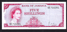 1960 (1967) JAMAICA 5 SHILLINGS ~ P-51Ad ~ QEII ~ CHOICE EXTREMELY FINE picture