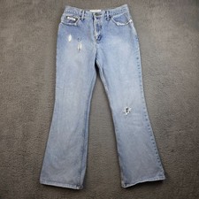 Vintage Y2K l.e.i. Jeans Women's 13 Blue Distressed Flare Light Wash Denim Pants picture