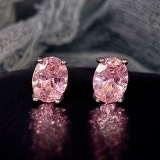925 Sterling Silver 2.00ct Genuine Tanzanite Oval Stud Earrings Women picture
