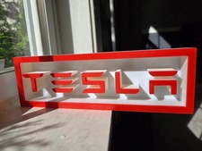 Tesla Logo 3D Sign Shadow Box Wall Art Decor Garage Man Cave Display picture