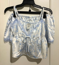 No Boundaries Women’s Satin Cami & Shorts Pajama Set Floral Lace Trim L picture