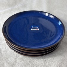 Denby Dinner Plates Imperial Blue Set Of 4 Made In England 10 Inch Coupe New picture