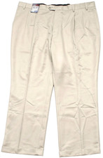 Roundtree & Yorke Mens 44X28 Travel Smart Pleated Pants Microfiber Beige Khaki picture