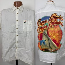 Vintage Caribbean Soul Shirt Men M Button Up Sailor Ship Parrot Latitude Graphic picture