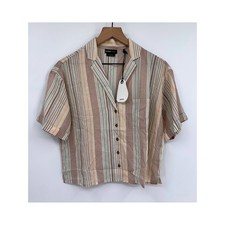 Prana Shirt Womens Small Pink Orange Iguala Top Short Sleeve Boxy Button Up NEW picture