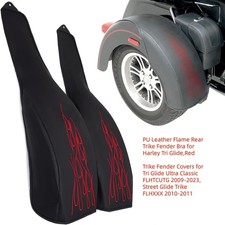 PU Leather Flame Rear Trike Fender Bra for Harley Tri Glide Ultra Classic, Red picture