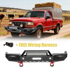 For 1993-1997 Ford Ranger Steel Front and Rear Bumper W/Winch Plate&Lights kit picture