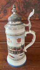 Beautiful Porcelain Beer Stein by SCROBENHAUSEN with Scene of Regensburg Bridge picture